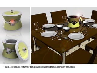 Table Rice cooker + Warmer design with cultural traditional approach ‘bakul nasi’
 
