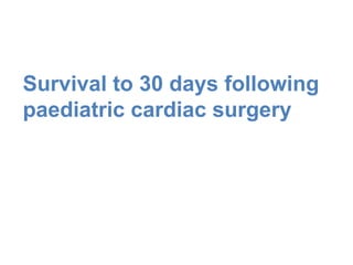 Survival to 30 days following
paediatric cardiac surgery
 