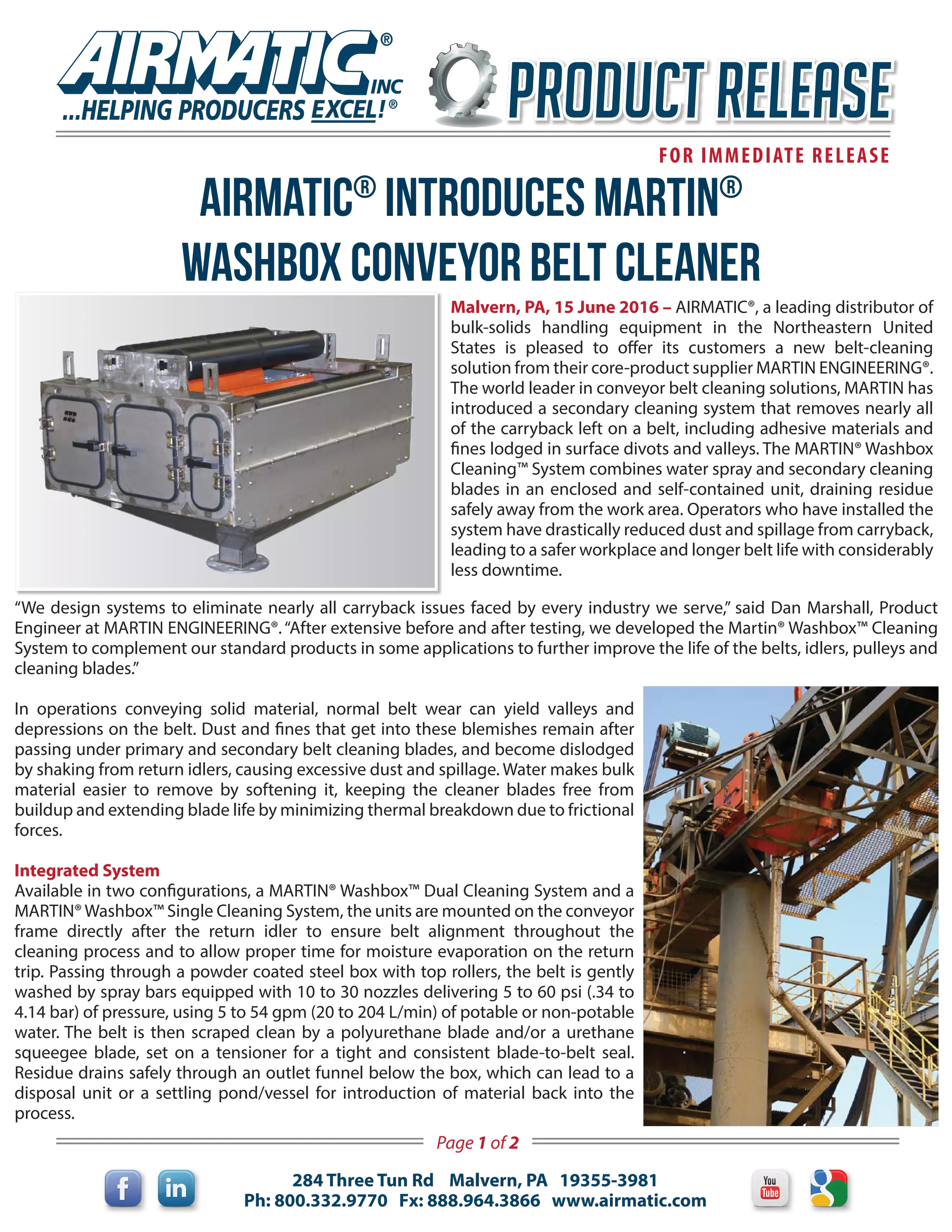 MARTIN Washbox Conveyor Belt Cleaner PDF