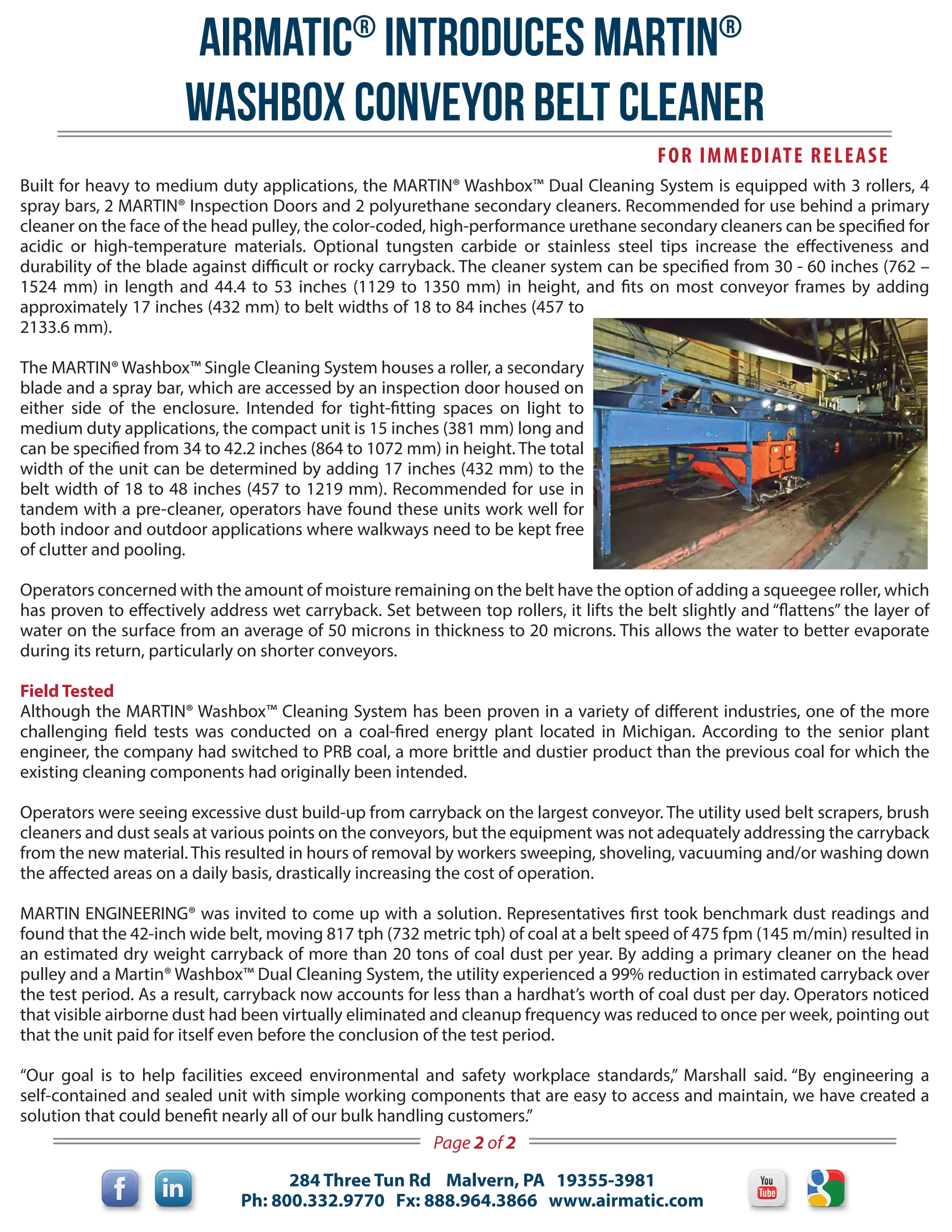 MARTIN Washbox Conveyor Belt Cleaner PDF