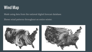 Wind Map
Made using data from the national digital forecast database.
Shows wind patterns throughout an entire winter.
 