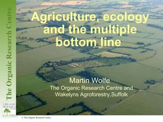 Agriculture, ecology and the multiple bottom line  Martin Wolfe  The Organic Research Centre and Wakelyns Agroforestry,Suffolk 