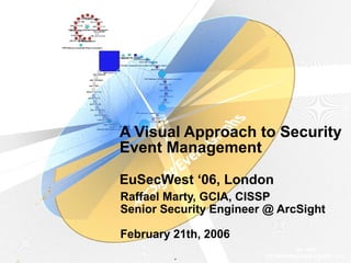 A Visual Approach to Security
Event Management

EuSecWest ‘06, London
Raffael Marty, GCIA, CISSP
Senior Security Engineer @ ArcSight

February 21th, 2006

         *
 