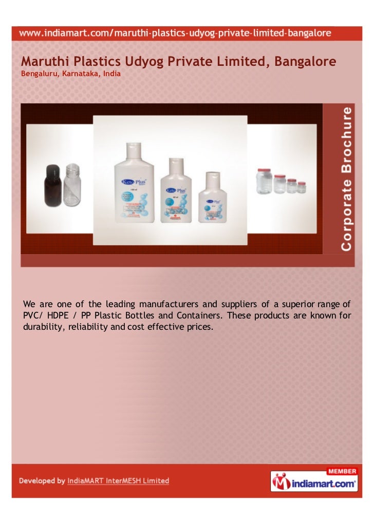 Maruthi Plastics Udyog Private Limited, Bangalore, Bottles and Container.