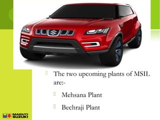

The two upcoming plants of MSIL
are:

Mehsana Plant



Bechraji Plant

 