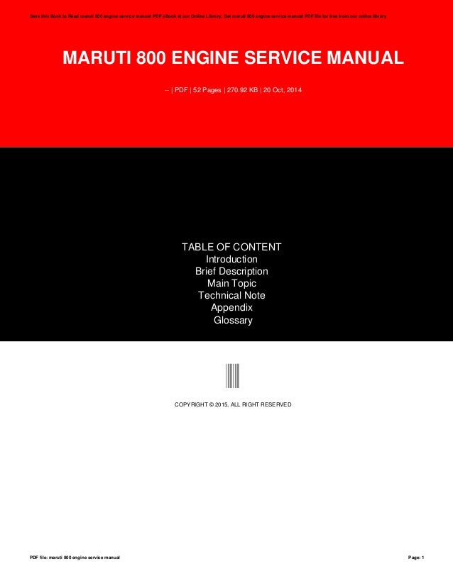 Maruti 800 engine service manual