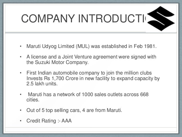 analysis of maruti suzuki joint venture Maruti suzuki india limited (maruti) - financial and strategic swot analysis review - provides you an in-depth strategic swot analysis of the company’s businesses and operations the profile has been compiled by globaldata to bring to you a clear and an unbiased view of the company’s key strengths and weaknesses and the potential. analysis of maruti suzuki joint venture Maruti suzuki india limited (maruti) - financial and strategic swot analysis review - provides you an in-depth strategic swot analysis of the company’s businesses and operations the profile has been compiled by globaldata to bring to you a clear and an unbiased view of the company’s key strengths and weaknesses and the potential.