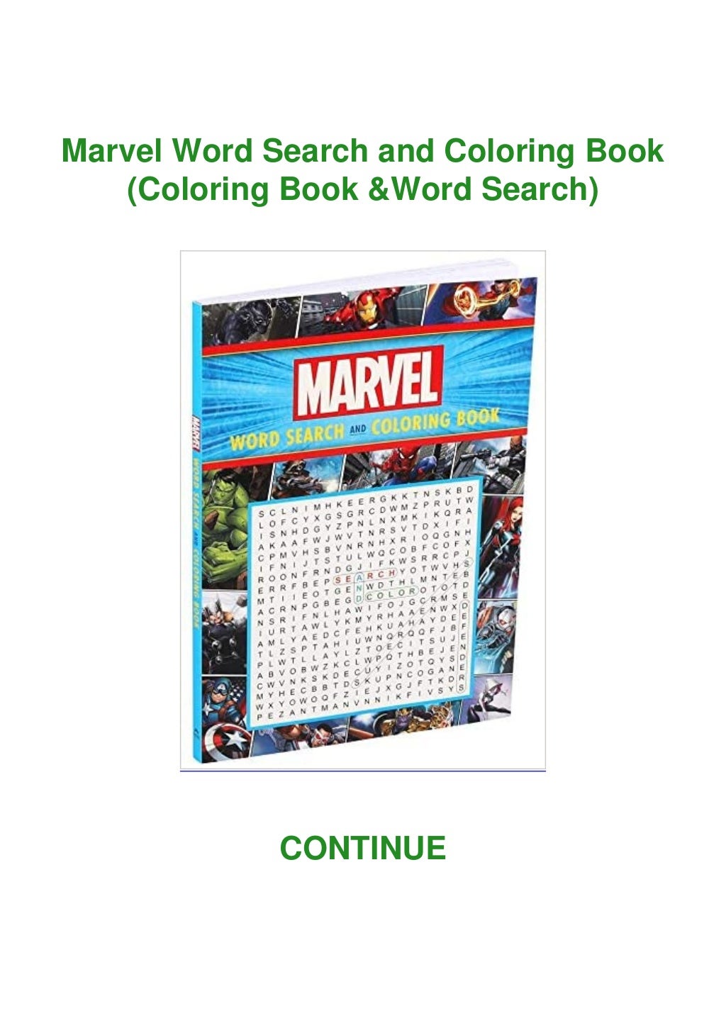 DOWNLOAD Marvel Word Search and Coloring Book (Coloring Book &amp; Word Search)