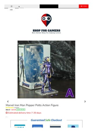  0 ITEMS
LOG IN
Color
A - Boxed
Sale Ends Once The Timer Hits Zero!
Marvel Iron Man Pepper Potts Action Figure
     3 reviews
$58.47 $34.98 SAVE $23.49
 Estimated delivery time 7-30 days
USD
 