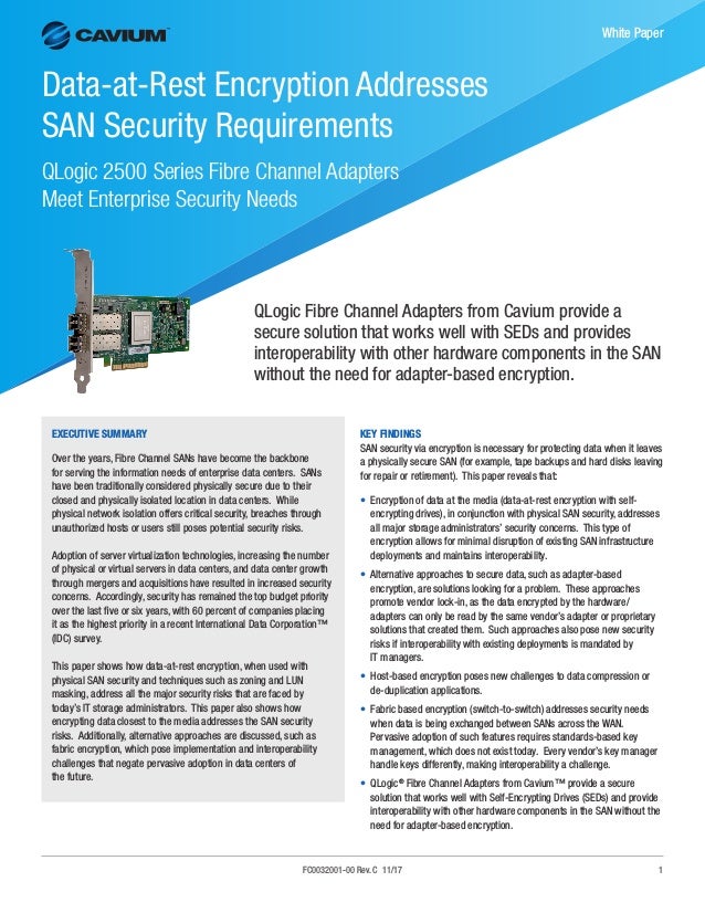 Marvell DataatRest Encryption Addresses SAN Security Requirements