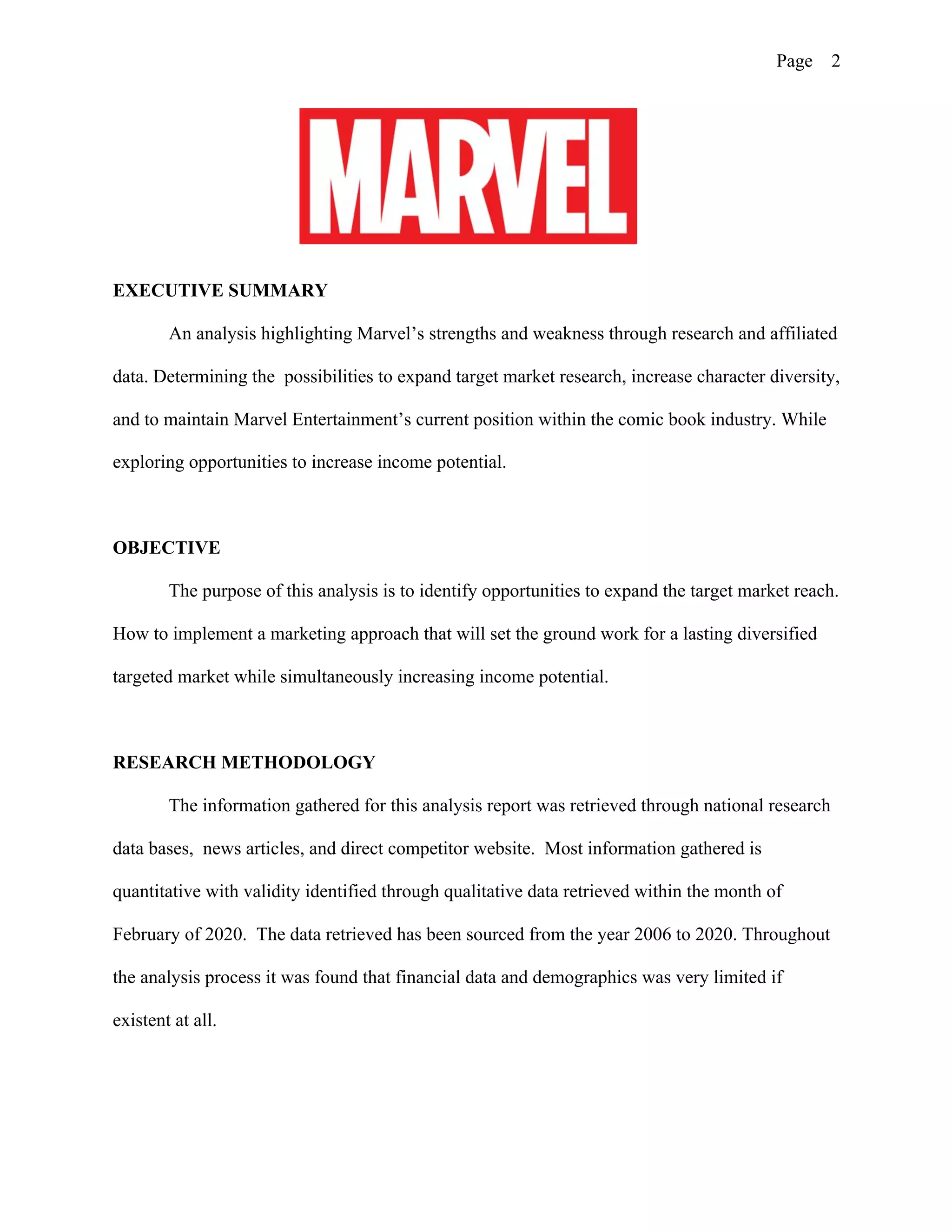 Marvel Analysis Marvel Market Analysis | PDF