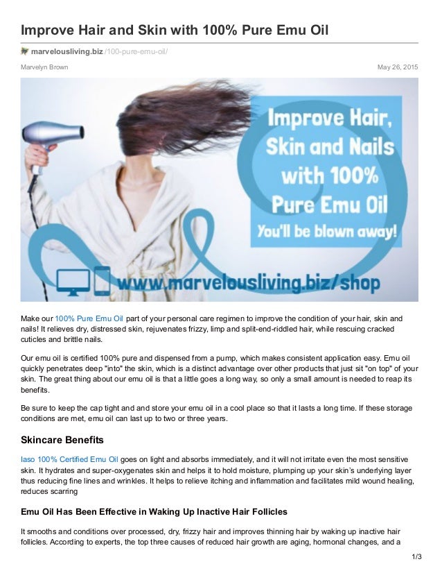 Marvelousliving Biz Improve Hair And Skin With 100 Pure Emu Oil