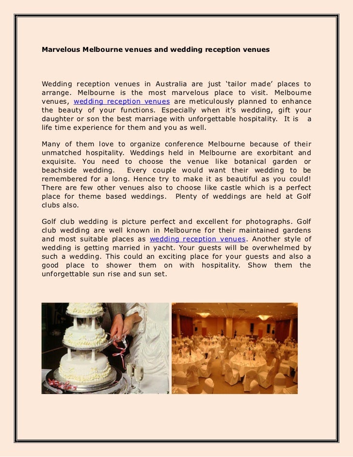 Marvelous Melbourne Venues And Wedding Reception Venues