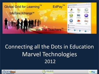 TM             TM
Global Grid for Learning          EdPay




                                       TM
                     We The Teachers




Connecting all the Dots in Education
            Marvel Technologies
                                2012
 