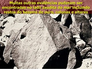 Muitas outras evidências puderam ser encontradas no lado saudita do mar incluindo restos do bezerro de ouro, colunas e altares 