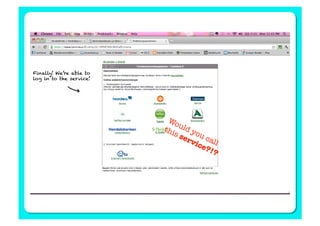 Finally! We’re able to
log in to the service!
 