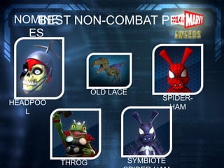 BEST NON-COMBAT PETNOMINE
ES
HEADPOO
L
OLD LACE
SPIDER-
HAM
THROG SYMBIOTE
 