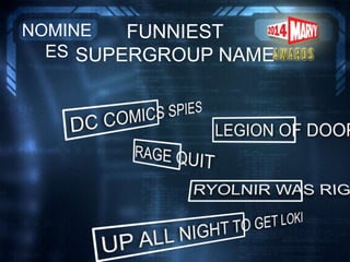 FUNNIEST
SUPERGROUP NAME
NOMINE
ES
 