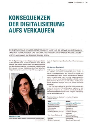 Konsequenzen der Digitalisierung aufs Verkaufen / Jahrbuch Marketing 2012