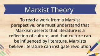 Marxist Theory The Marxist approach to literature is based on the ...