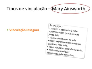 Tipos de vinculação – Mary Ainsworth
 Vinculação Insegura
 