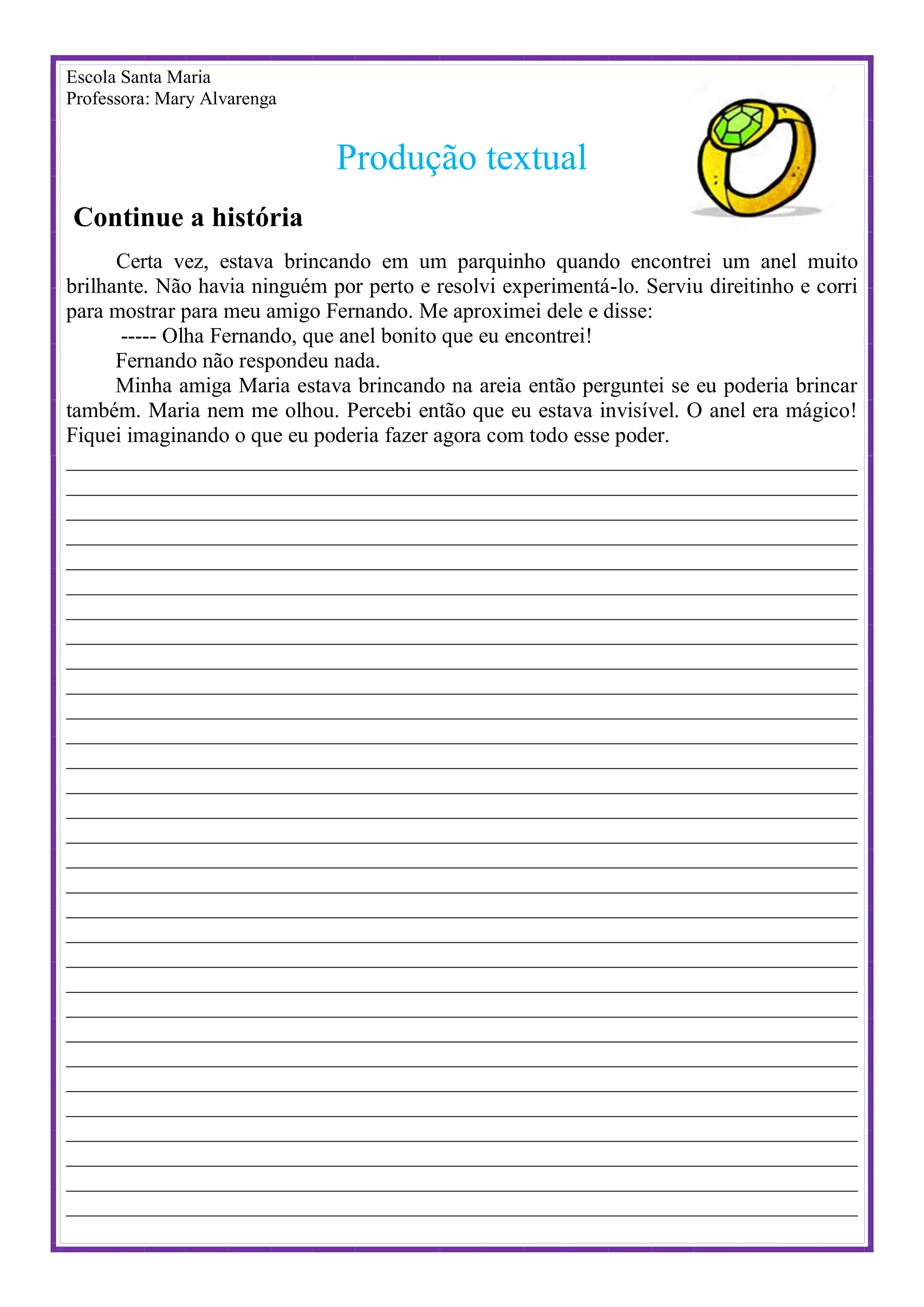 produção textual - várias histórias para continuar | PDF