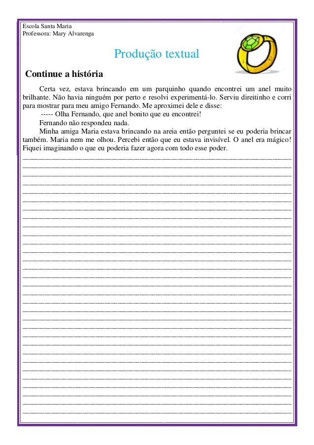 Produção De Texto 6 Ano Continue A História - Cultura Notícias
