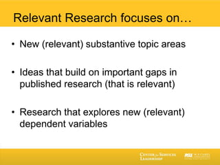 Relevant To Coming Up With Relevant Research Ideas - Mary Jo Bitner | PPTX