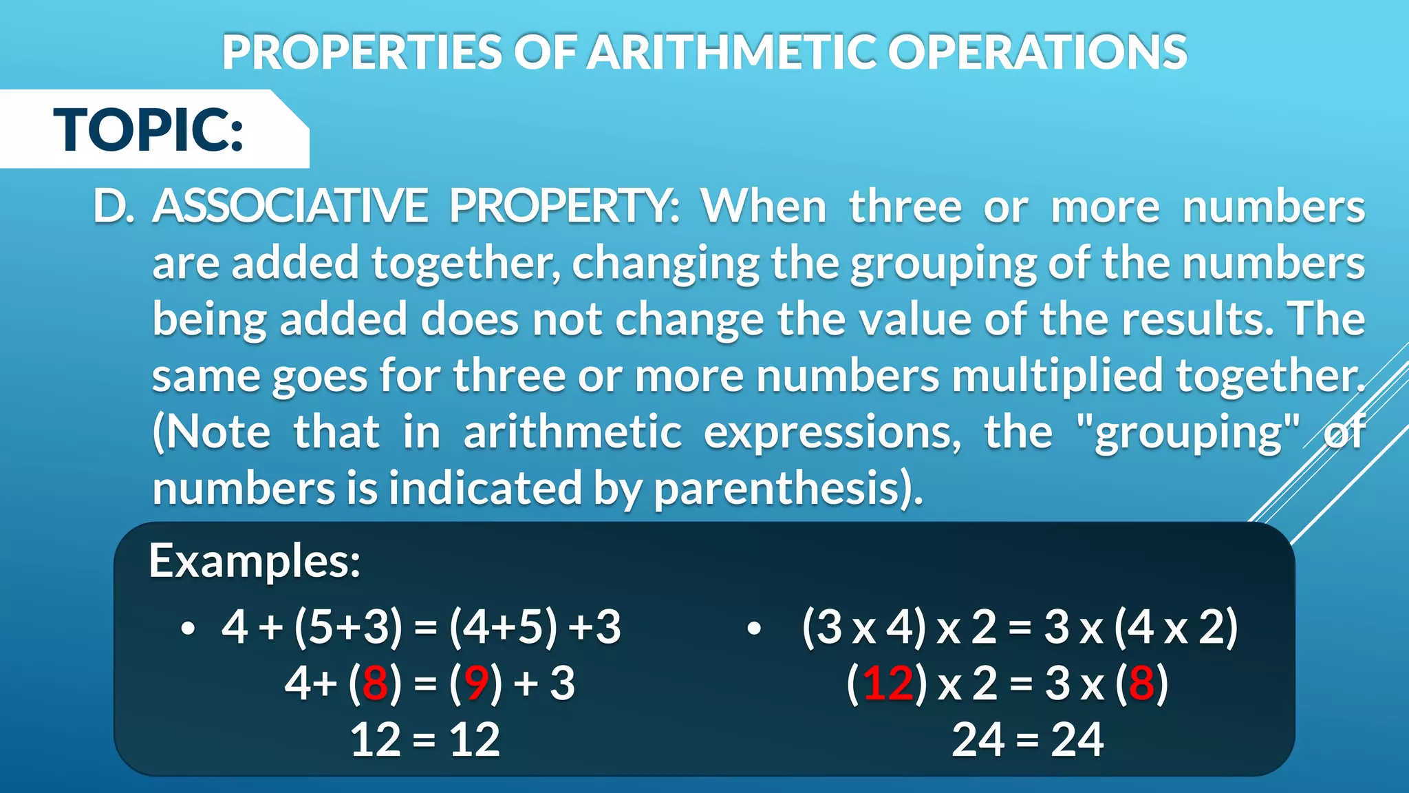 PROPERTIES OF ARITHMETIC OPERATIONS | PDF