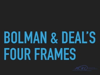 BOLMAN & DEAL’S
FOUR FRAMES
 
