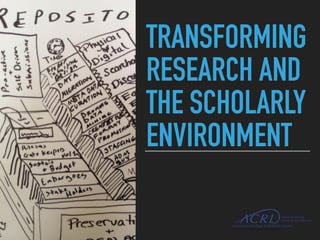 TRANSFORMING
RESEARCH AND
THE SCHOLARLY
ENVIRONMENT
 