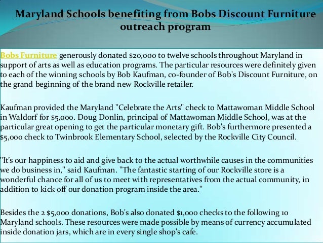 Maryland Schools Benefiting From Bobs Discount Furniture Outreach Pro