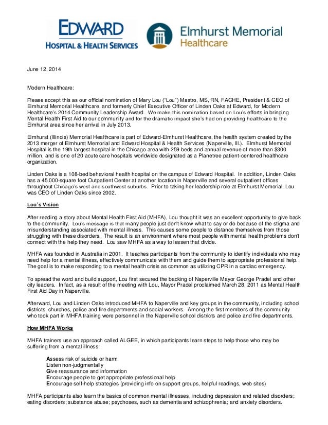 mary lou mastro 2014 nominee for modern healthcares community lead elmhurst hospital doctors note