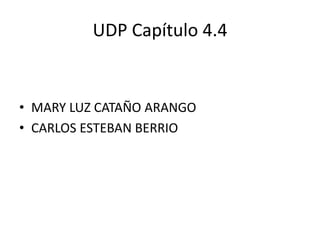UDP Capítulo 4.4 MARY LUZ CATAÑO ARANGO CARLOS ESTEBAN BERRIO  