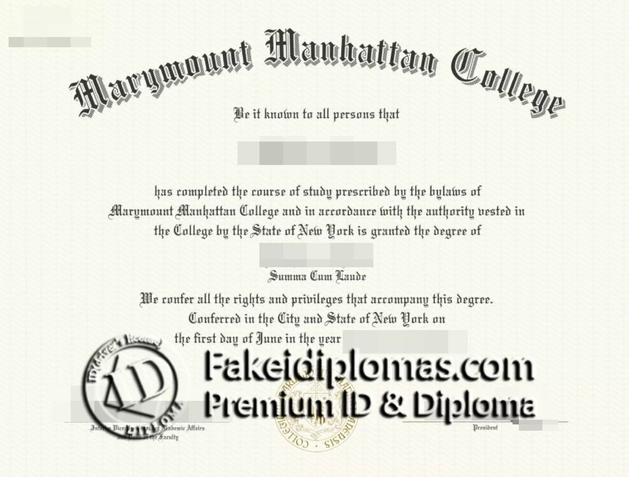 Marymount Manhattan College degree | PDF