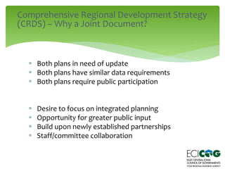  Both plans in need of update
 Both plans have similar data requirements
 Both plans require public participation
 Des...