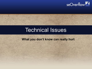 Technical Issues What you don’t know can really hurt 