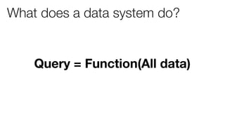 What does a data system do?


    Query = Function(All data)
 