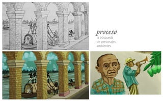 proceso
la búsqueda
de personajes,
ambientes
 