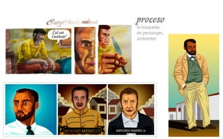 proceso
la búsqueda
de personajes,
ambientes
 