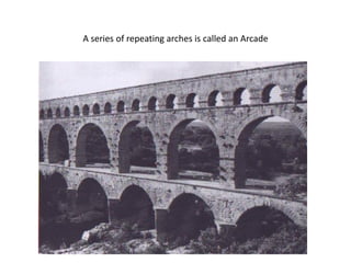 A series of repeating arches is called an Arcade
 