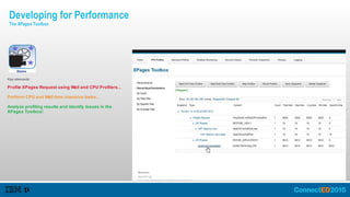 Key elements:
Profile XPages Request using Wall and CPU Profilers...
Perform CPU and Wall time intensive tasks...
Analyze profiling results and identify issues in the
XPages Toolbox!
Developing for Performance
The XPages Toolbox
 