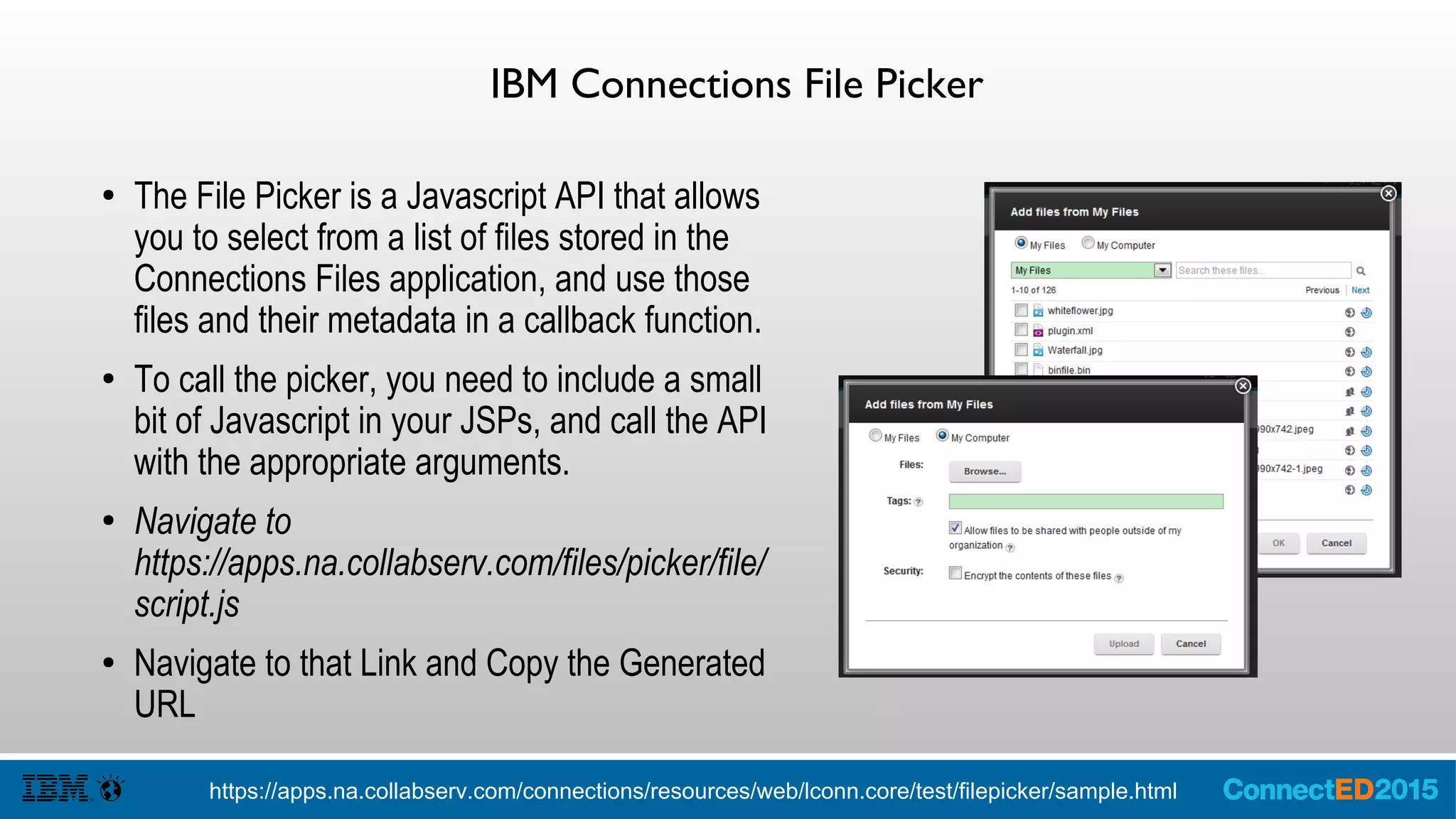 IBM Connections
Business Cards
Demos
 