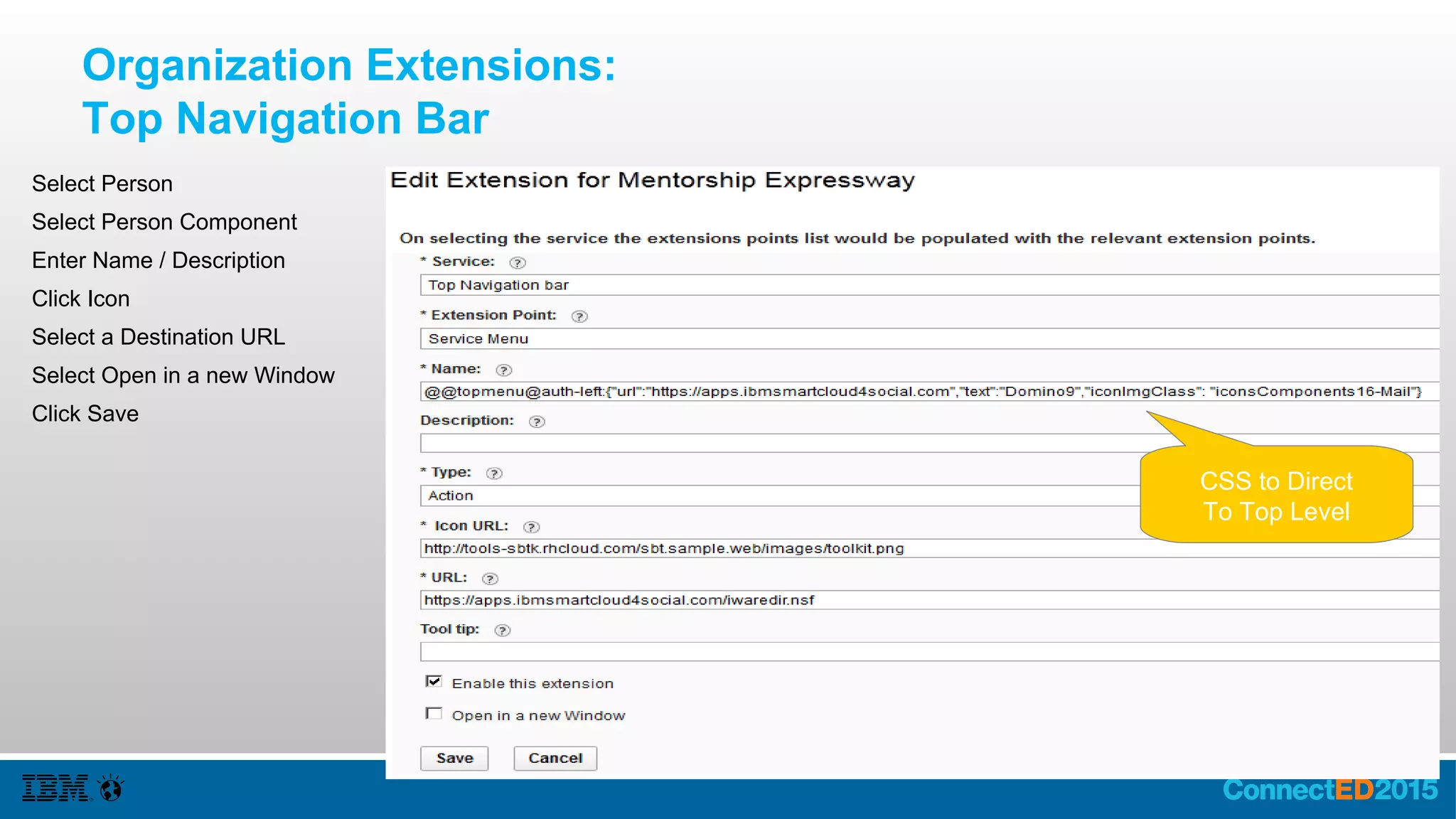 IBM Connections Cloud
Service Menu and Navigation Bar
http://connections.imaginnado.com/cloudBanner.html
 
