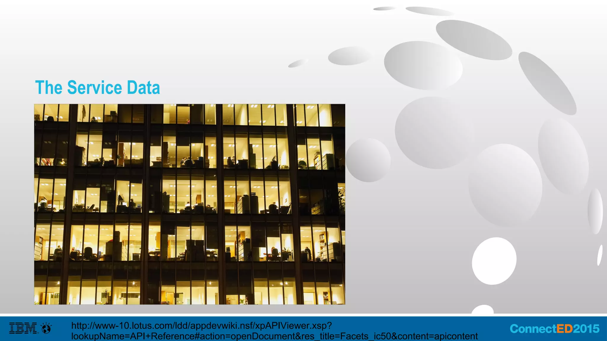 IBM Connections Profiles and Profiles Administration
● Profiles enables users to
change their personal data and
find data about others in their
organization.
● Partners often leverage this
data to find others, leverage the
network of the user, reports-to-
chain, or grab profile photos.
● Profiles Admin APIs enable
users who do not want to use
TDI Assembly lines to get data
into Profiles.
 