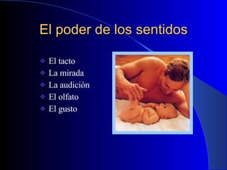 El poder de los sentidos El tacto La mirada La audición El olfato El gusto 