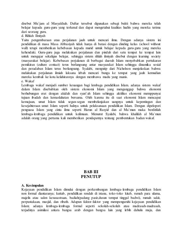 Sistem pendidikan islam pada masa kejayaan