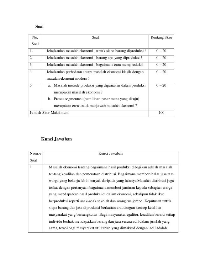 Contoh RPP 2013 - Masalah pokok ekonomi
