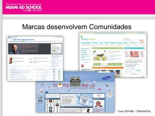 Marcas desenvolvem Comunidades




                          Fonte: DIGITIME – TBWADIGITAL
 