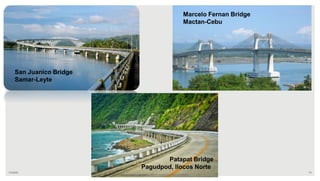 7/4/2020 ABC+: Advancing Basic Education in the Philippines 74
San Juanico Bridge
Samar-Leyte
Marcelo Fernan Bridge
Mactan-Cebu
Patapat Bridge
Pagudpod, Ilocos Norte
 